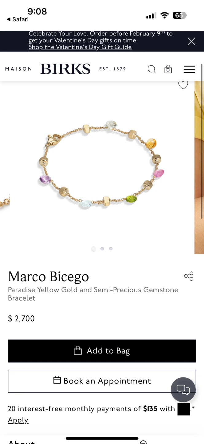 Marco Bicego Paradise 18k Yellow Gold Gemstone Bracelet