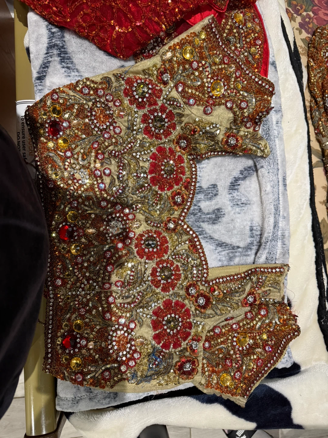 Red Beaded Lehenga Choli with Dupatta - photo 2