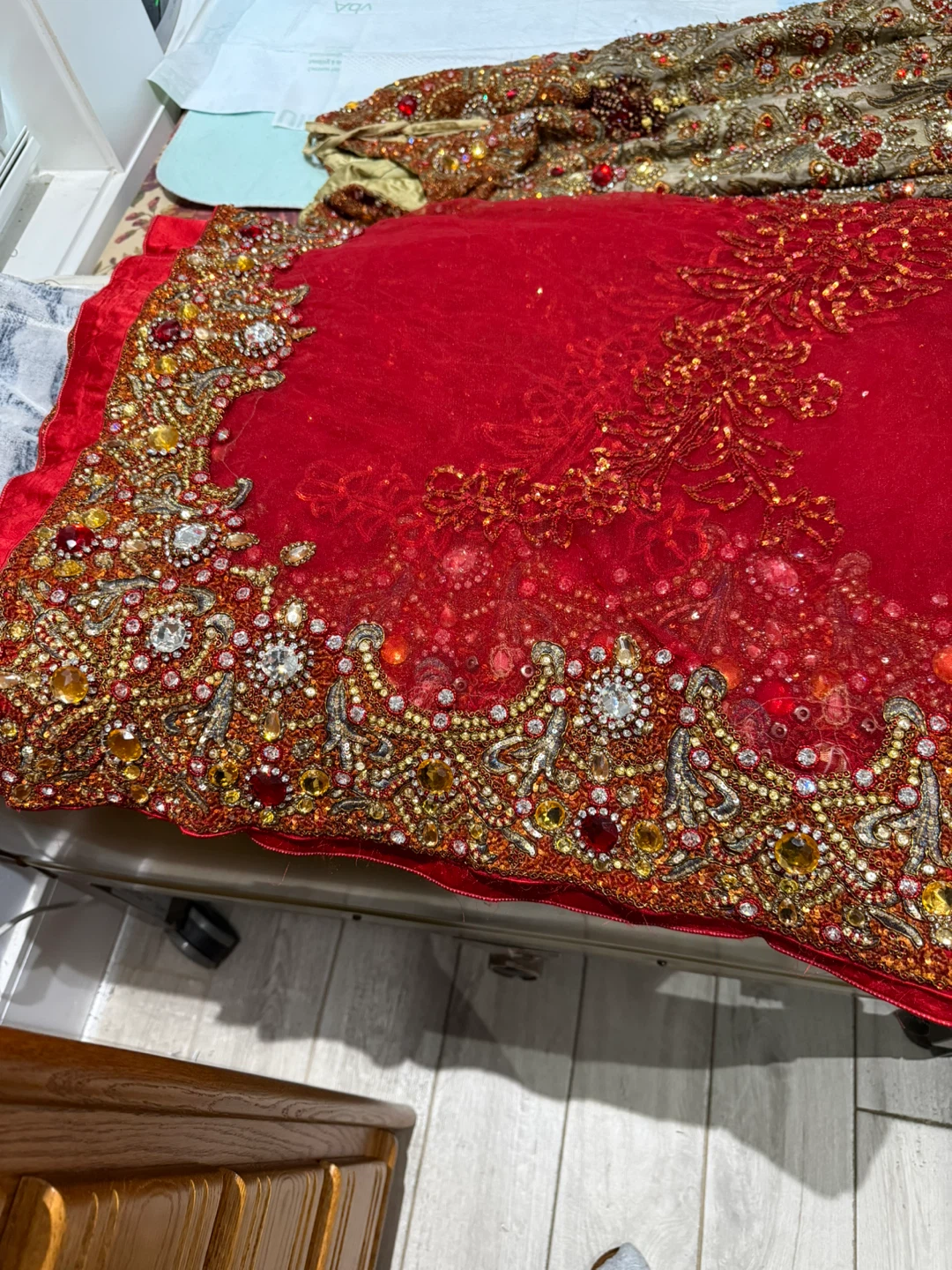 Red Beaded Lehenga Choli with Dupatta - photo 4