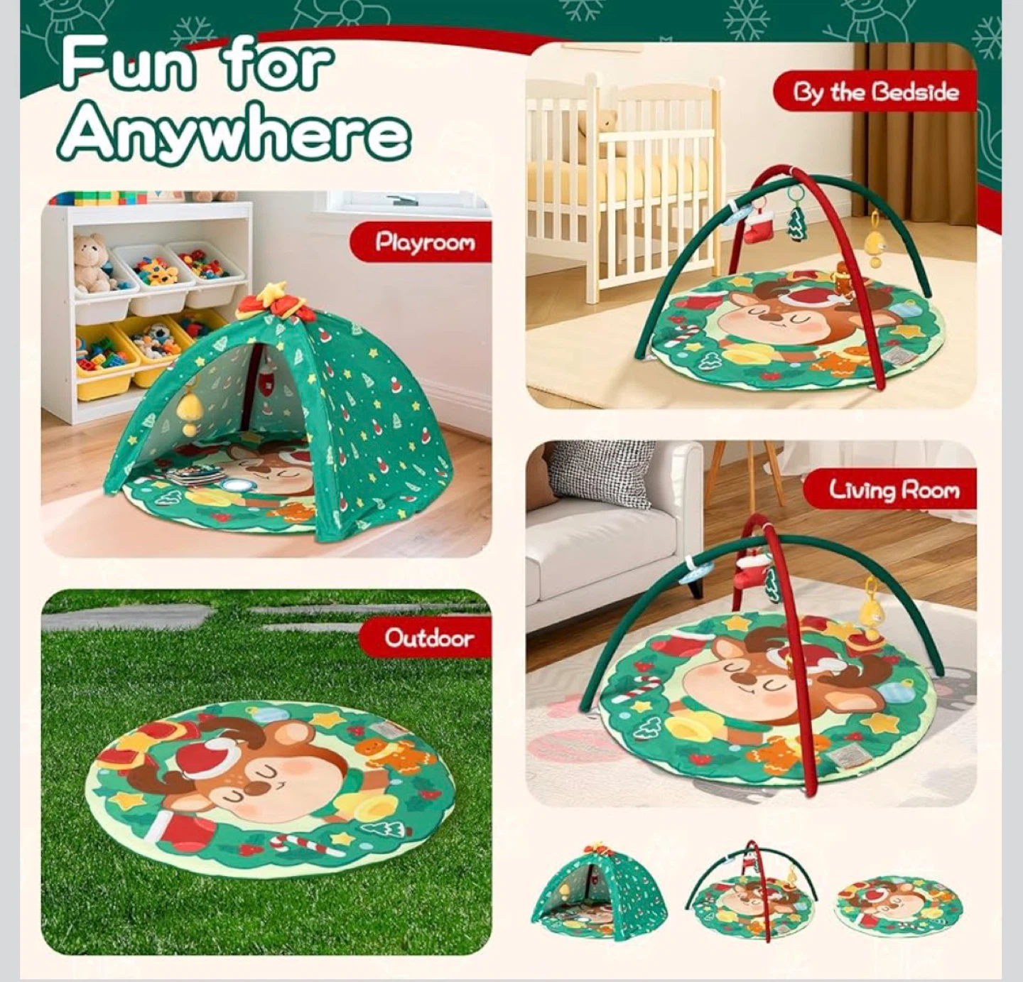 Baby Activity Gym with Christmas Reindeer Theme - photo 4