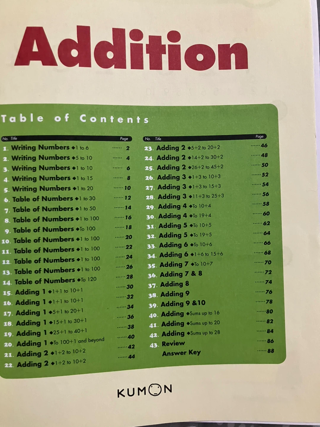 Kumon Grade 1 Addition Workbook - photo 2