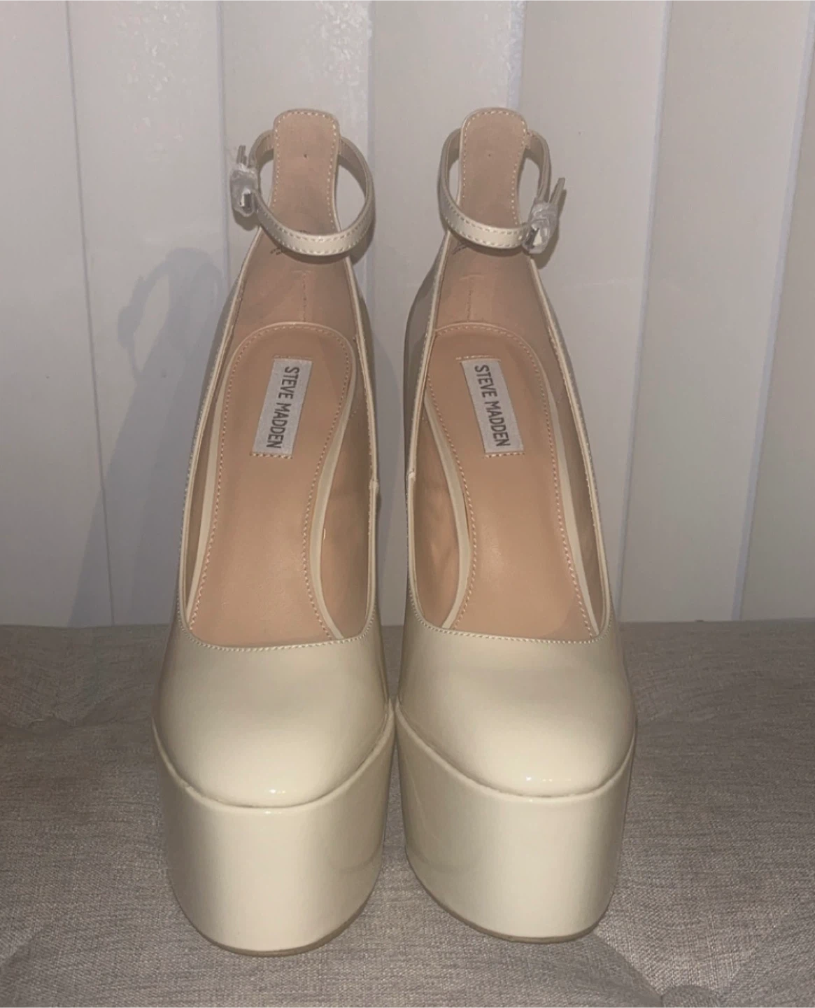 Steve Madden Skyy Platform Ankle Strap Heels Bone Size 10