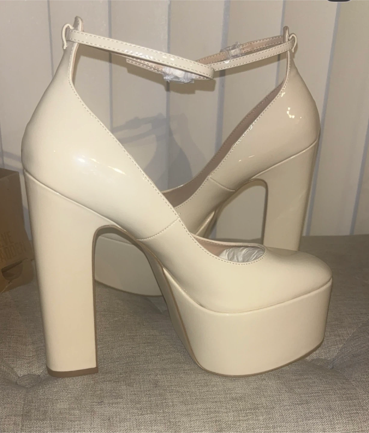 Steve Madden Skyy Platform Ankle Strap Heels Bone Size 10 - photo 3
