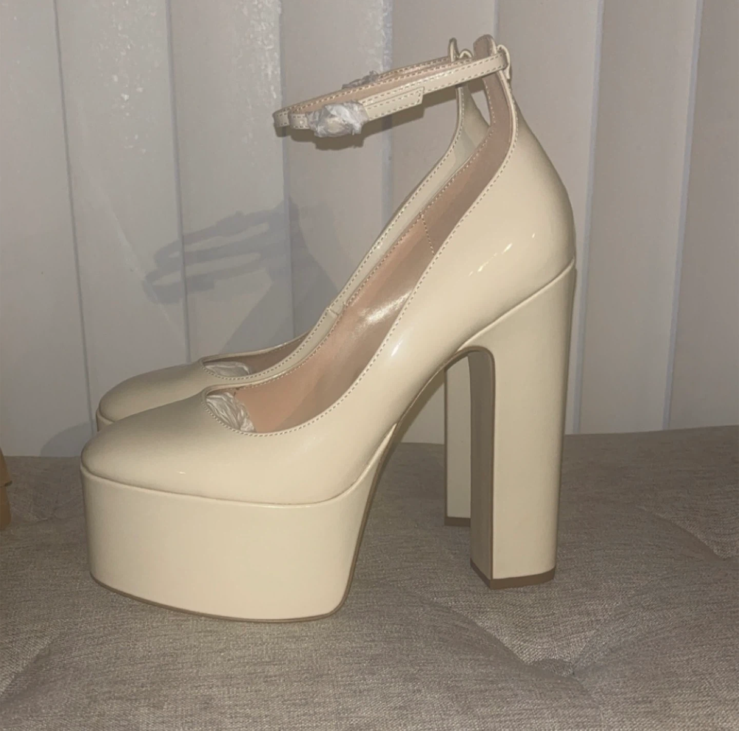 Steve Madden Skyy Platform Ankle Strap Heels Bone Size 10 - photo 2
