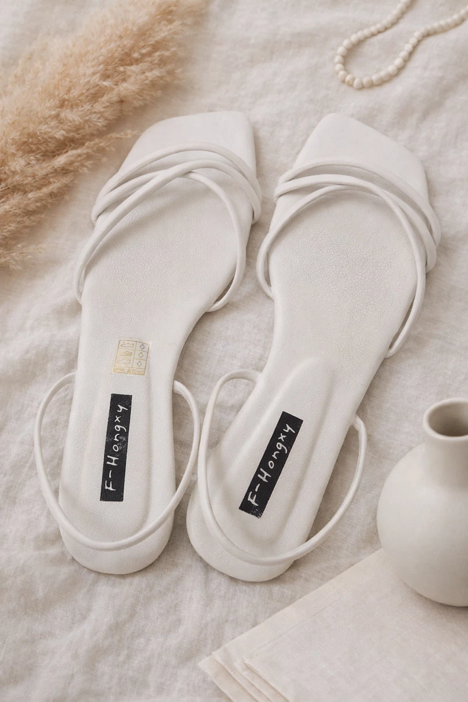 White Summer Sandals Size 10