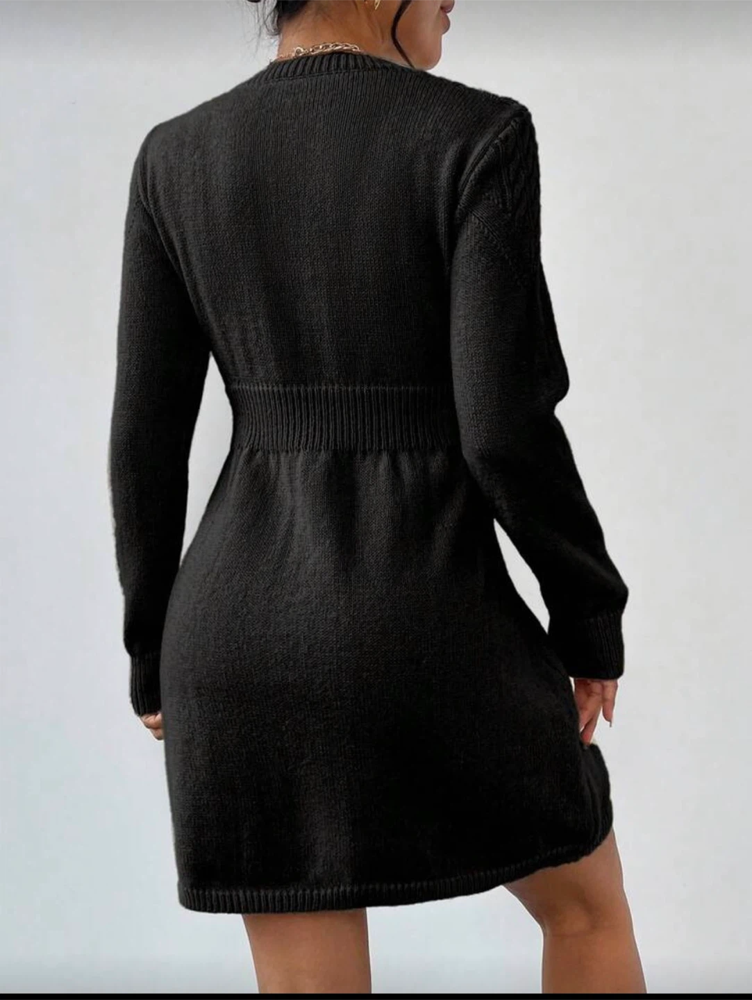 Black Cable Knit Sweater Dress Large - photo 2