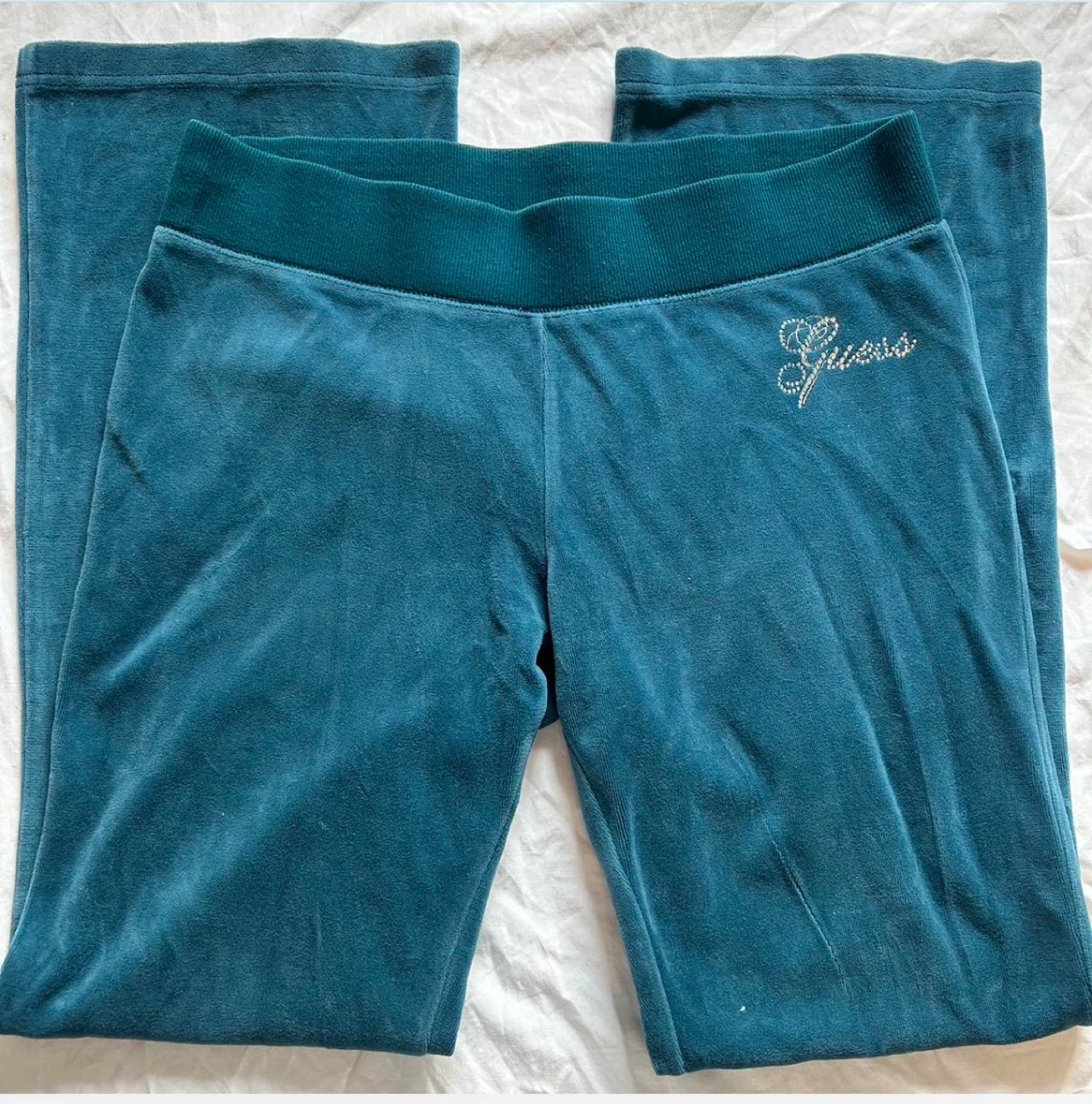 Guess Velour Track Pants Teal
