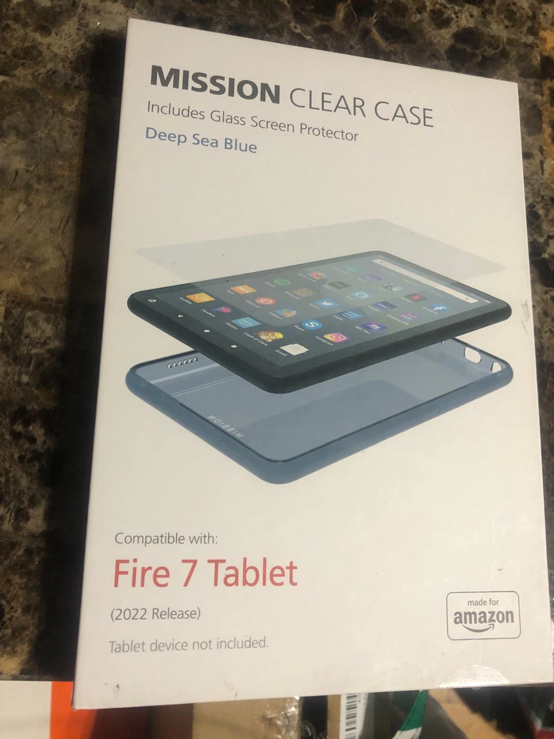 New -Mission Clear Case for Fire 7 Tablet ,Deep Sea Blue