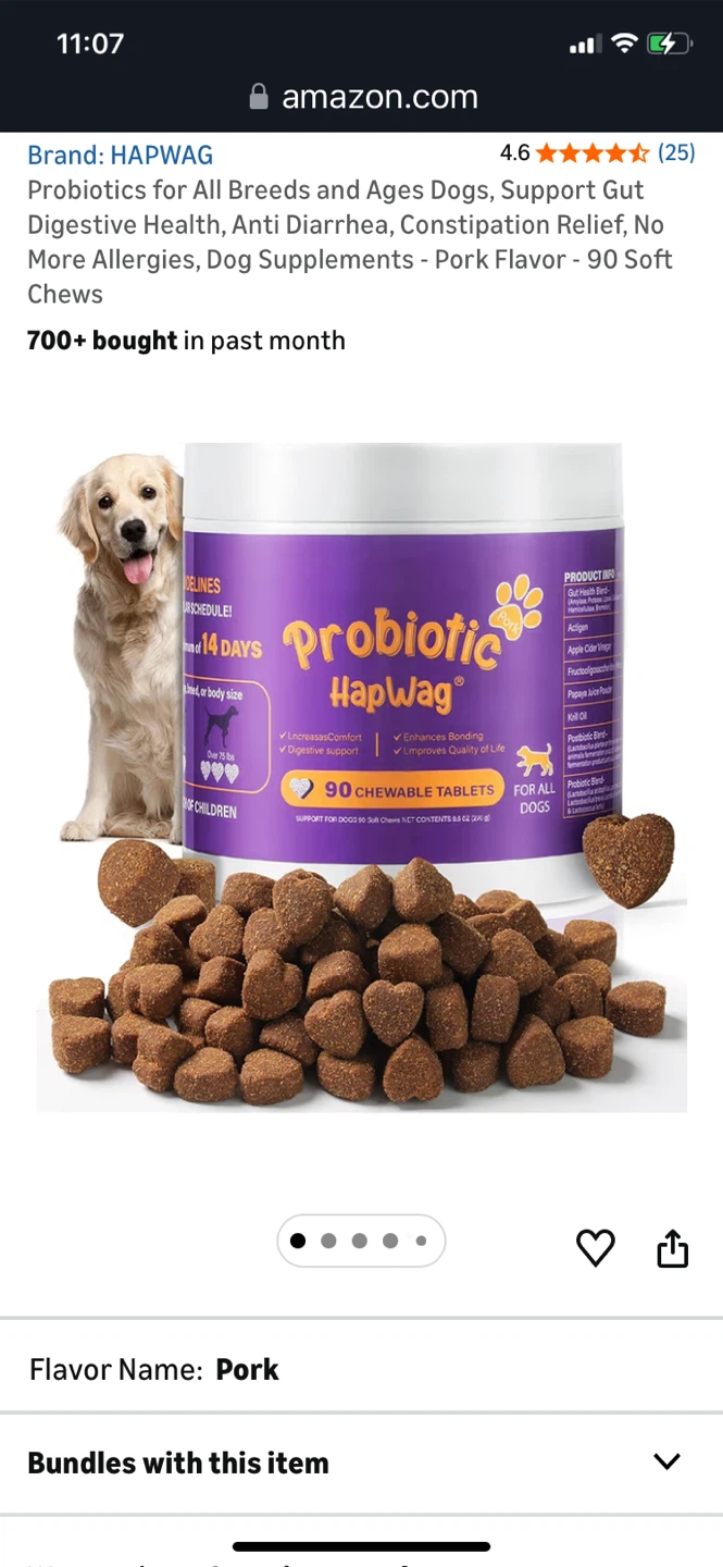 HAPWAG Probiotics Dog Supplements - Pork Flavor, 90 Chews