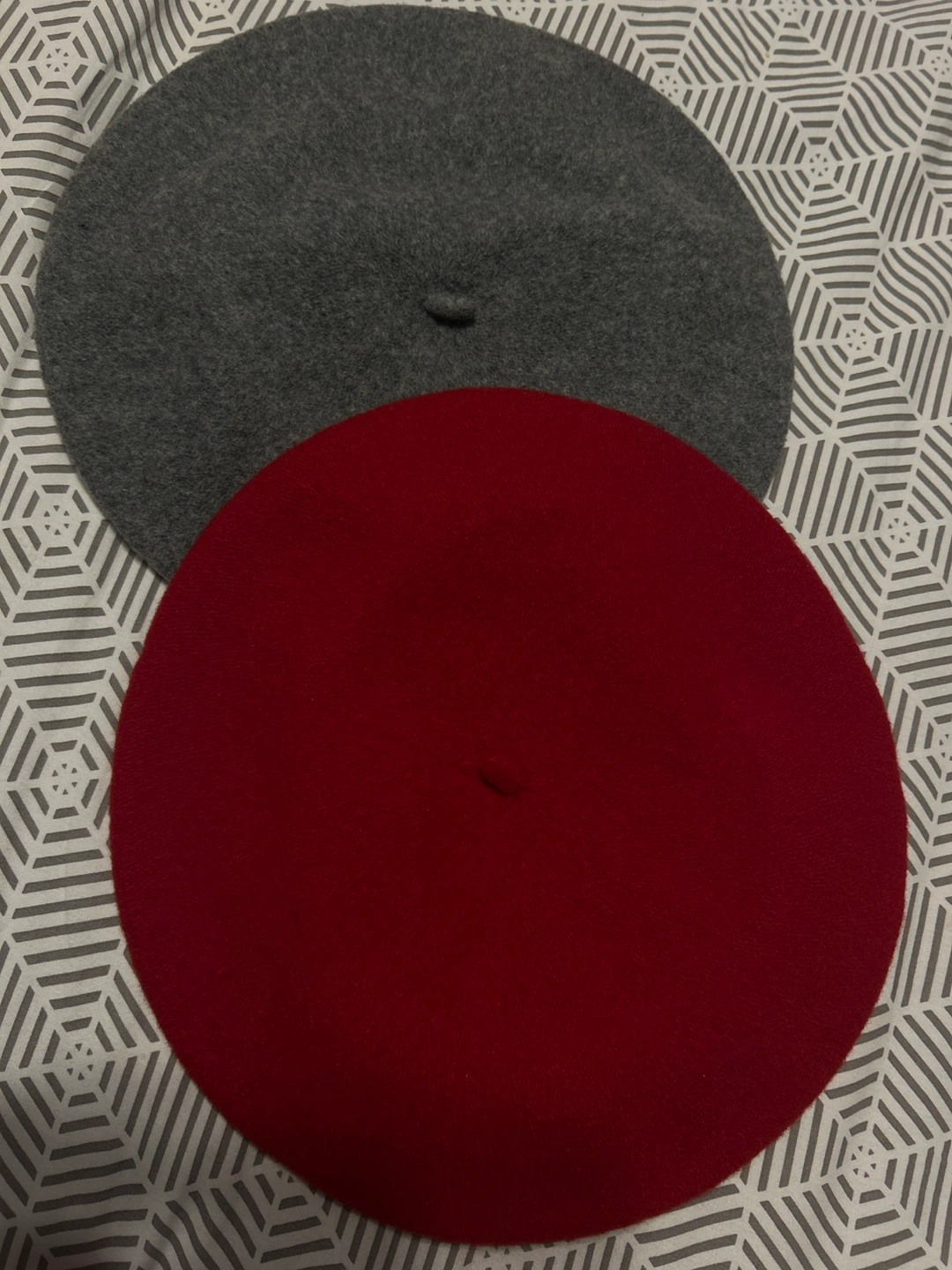 Two Berets - Grey and Red
