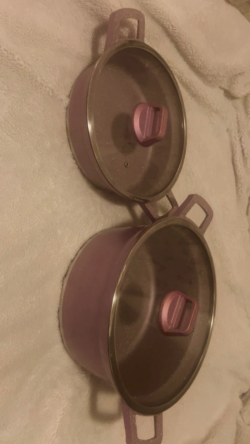 Pots - Set of 2 Purple Pots with Lids - photo 2