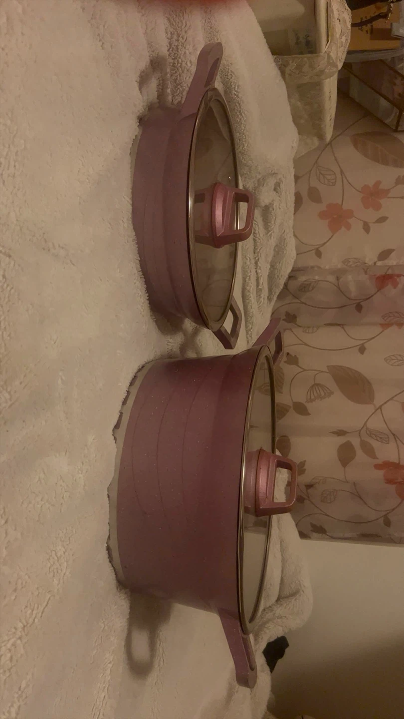 Pots - Set of 2 Purple Pots with Lids