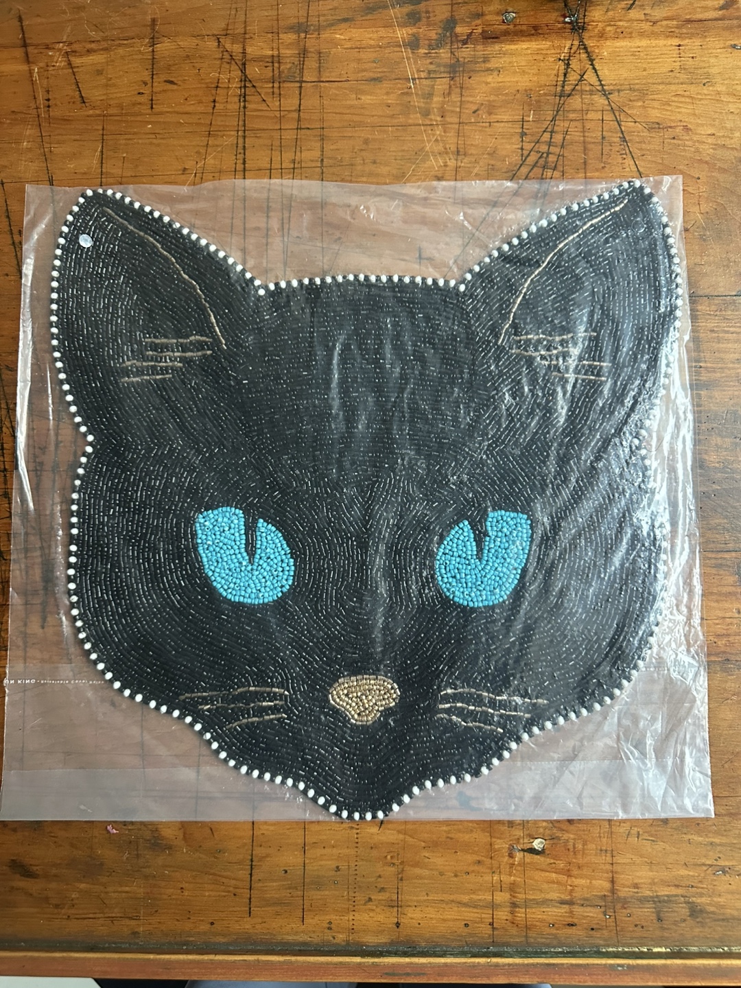 Christian Lacroix  Beaded Blue Eyed Black Cat Placemat NEW - photo 5