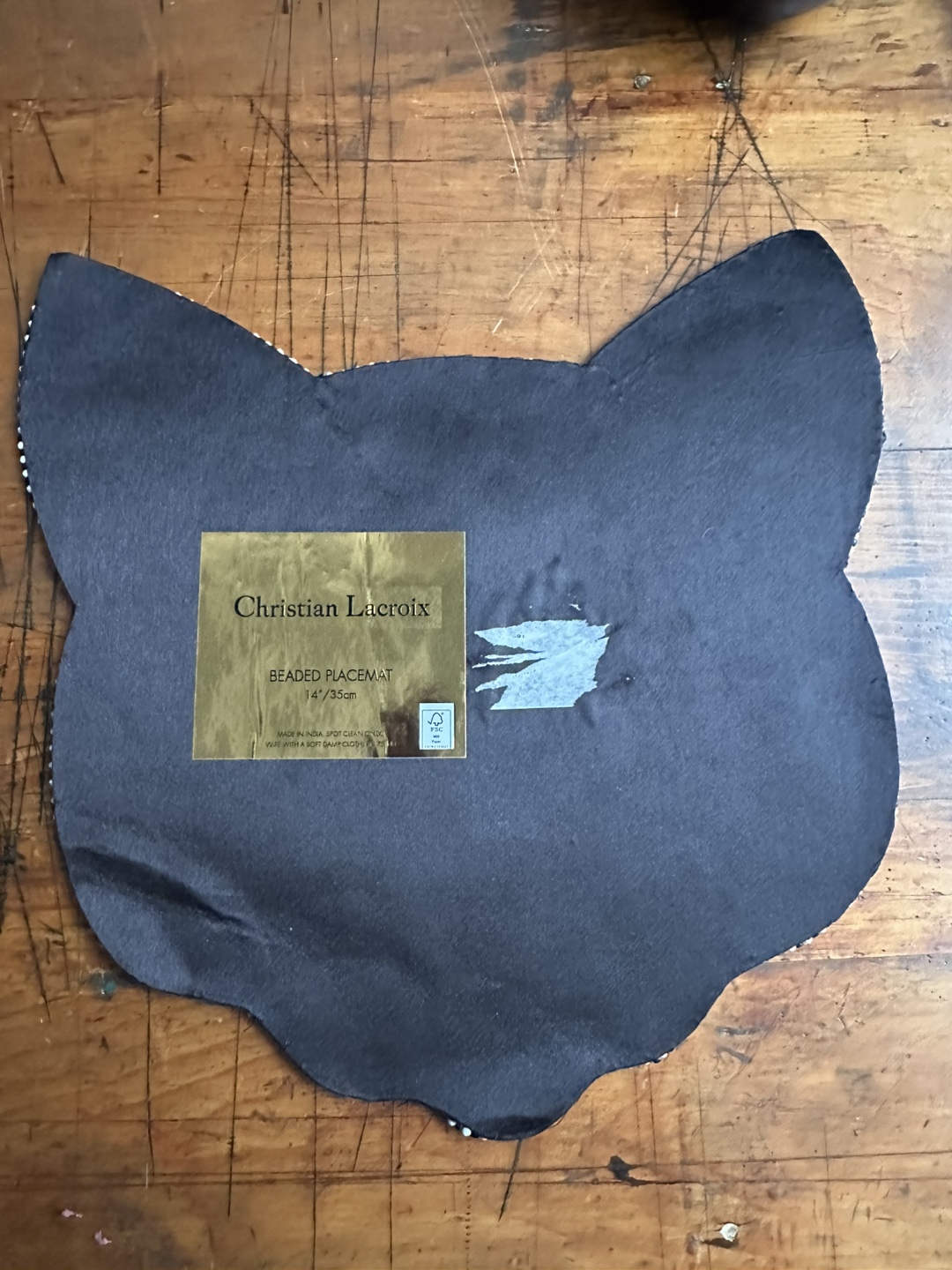 Christian Lacroix  Beaded Blue Eyed Black Cat Placemat NEW - photo 3