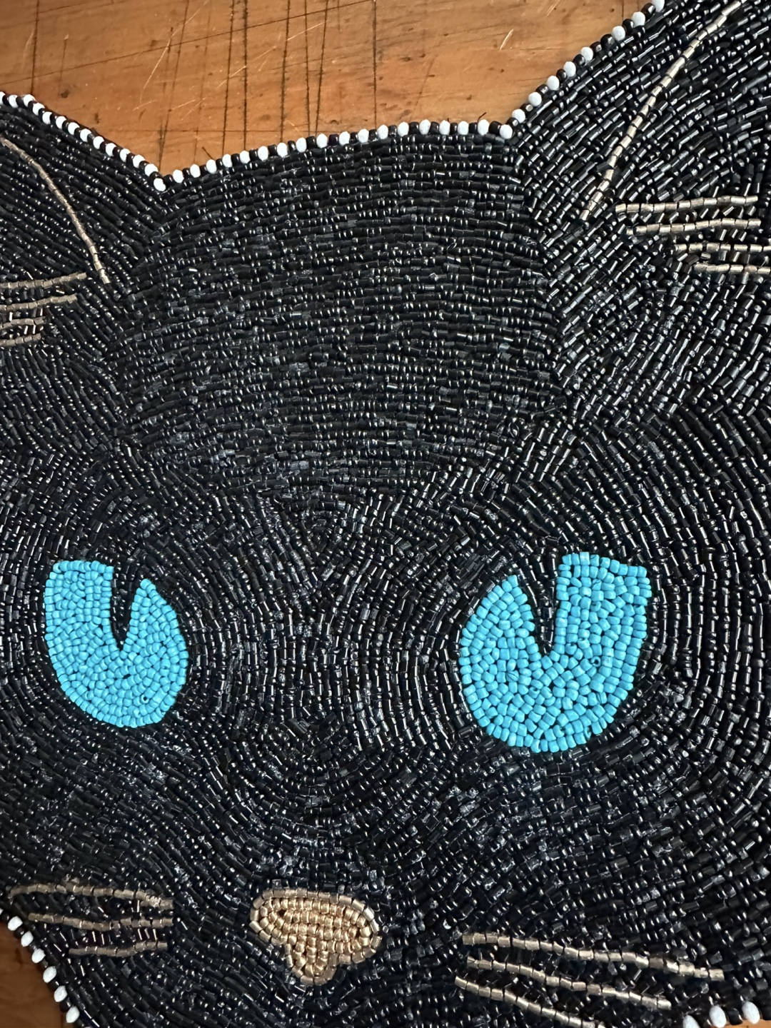 Christian Lacroix  Beaded Blue Eyed Black Cat Placemat NEW - photo 2