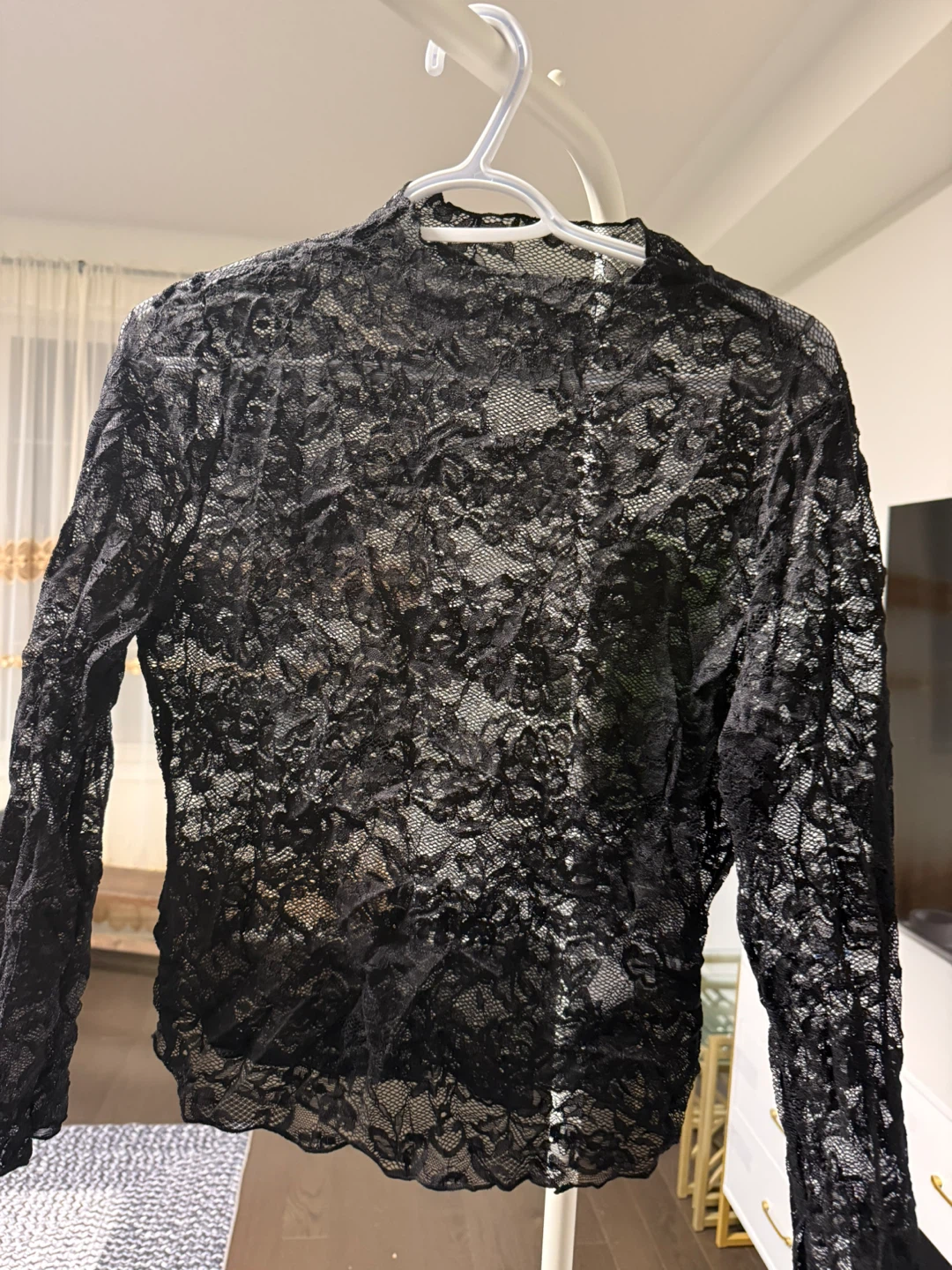 Black Lace Long Sleeve Top