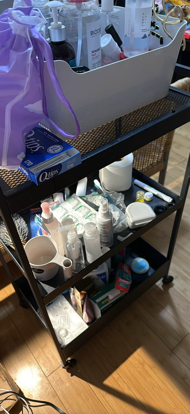 Black 3-Tier Rolling Utility Cart