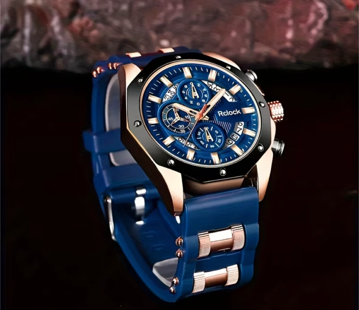 Rclock Chronograph Watch - Blue & Rose Gold - photo 3