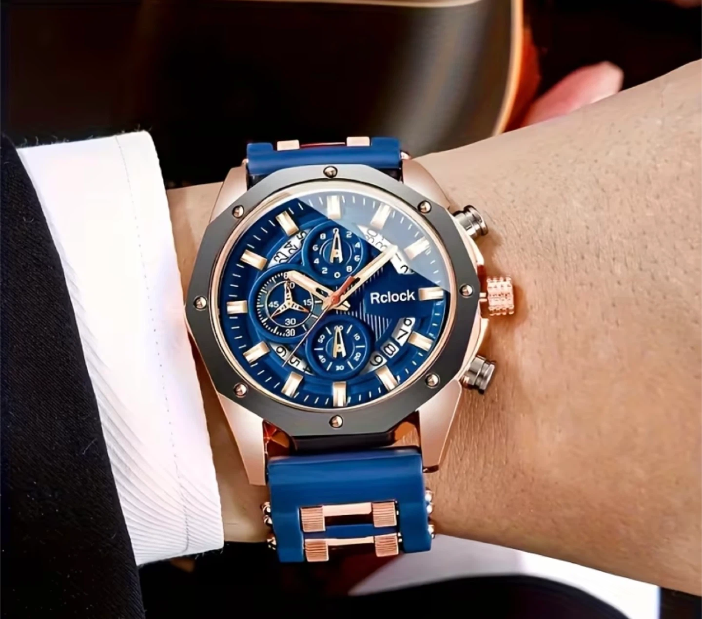 Rclock Chronograph Watch - Blue & Rose Gold - photo 2