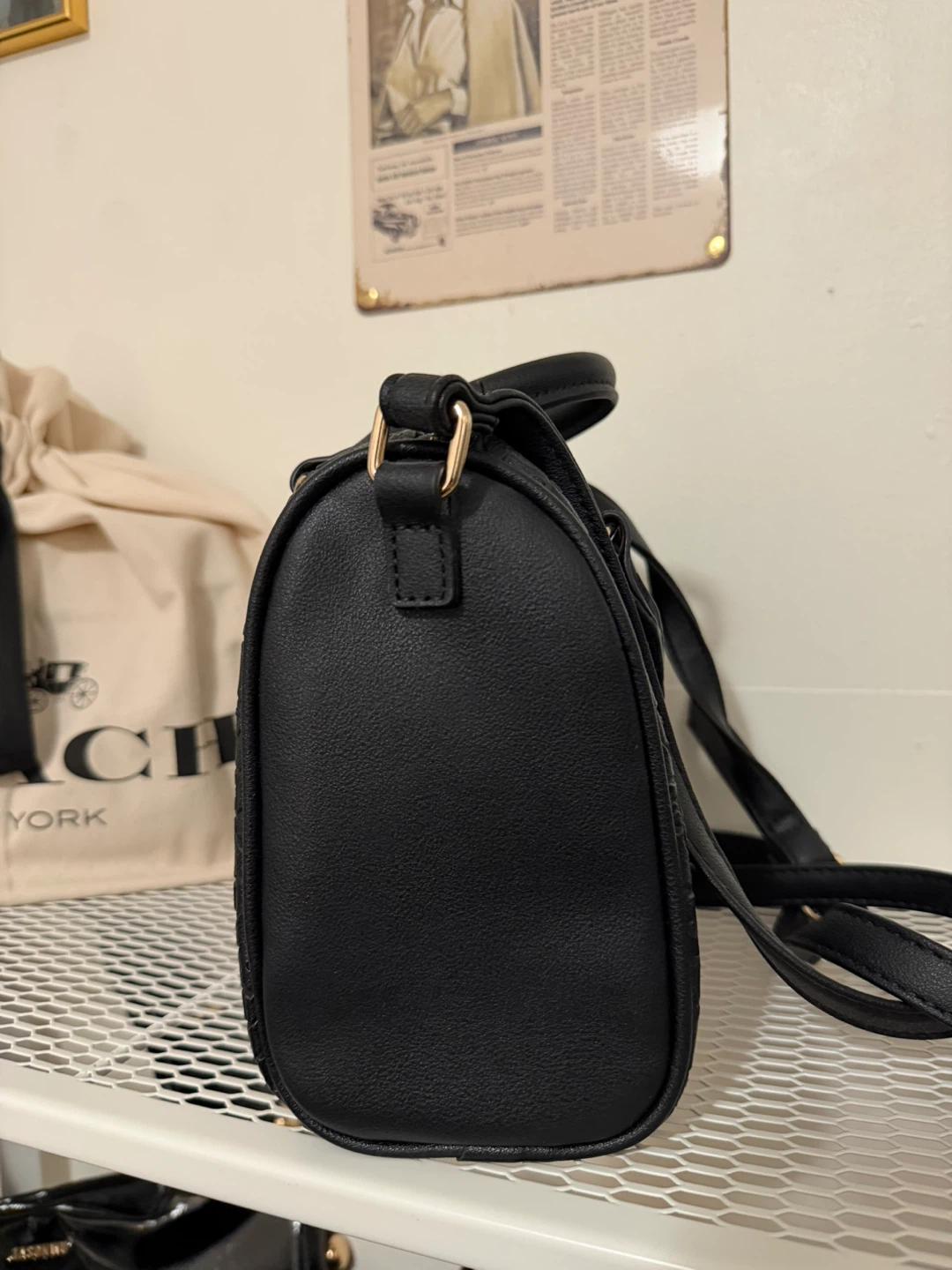 Juicy Couture Black Embossed Heart Logo Dome Satchel Handbag - photo 2
