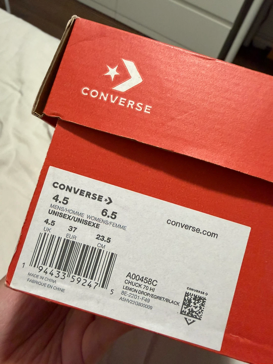 Converse Chuck 70 Hi "Lemon Drop Egret/Black" - Size 6.5 Women's - photo 2