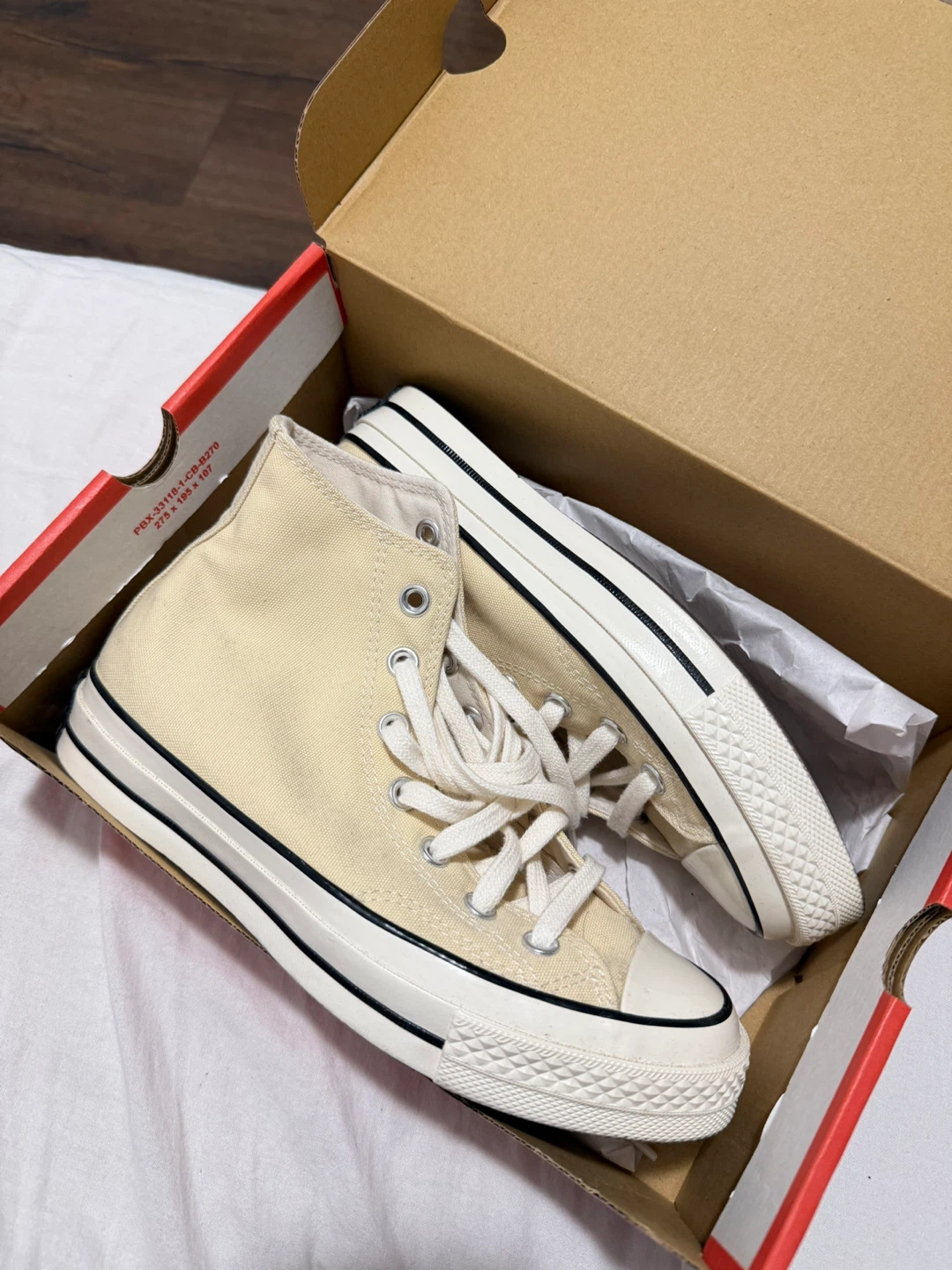 Converse Chuck 70 Hi "Lemon Drop Egret/Black" - Size 6.5 Women's
