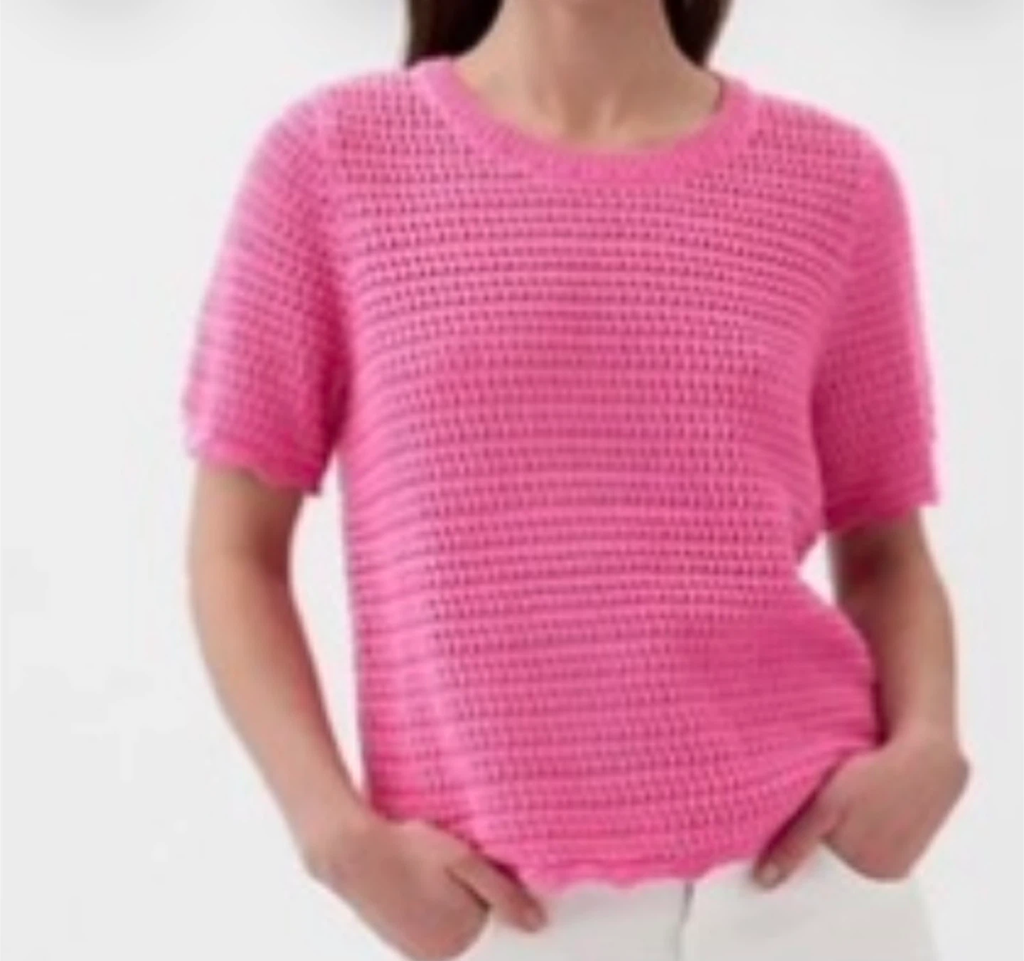 GAP Pink stretchy Crocheted Knit Short Sleeve Top - Size Large - photo 2