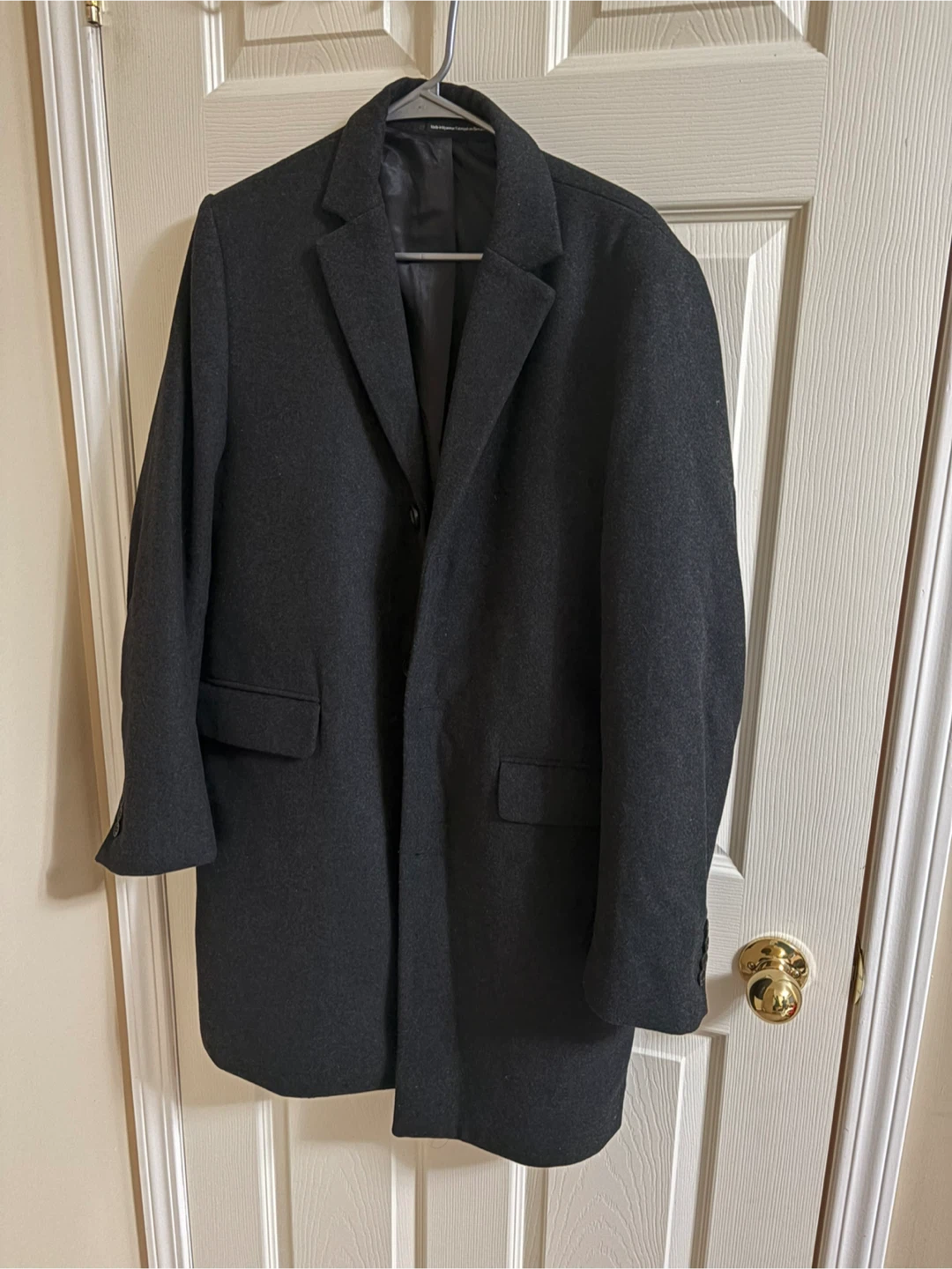Men's Charcoal Grey Wool Blend Overcoat - photo 2