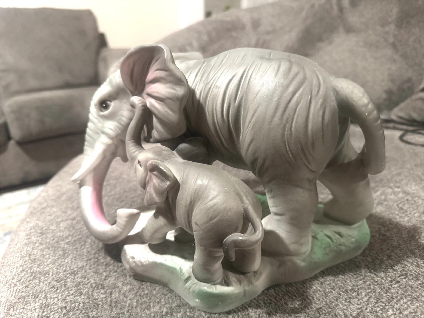 Ceramic Elephant & calf Figurine