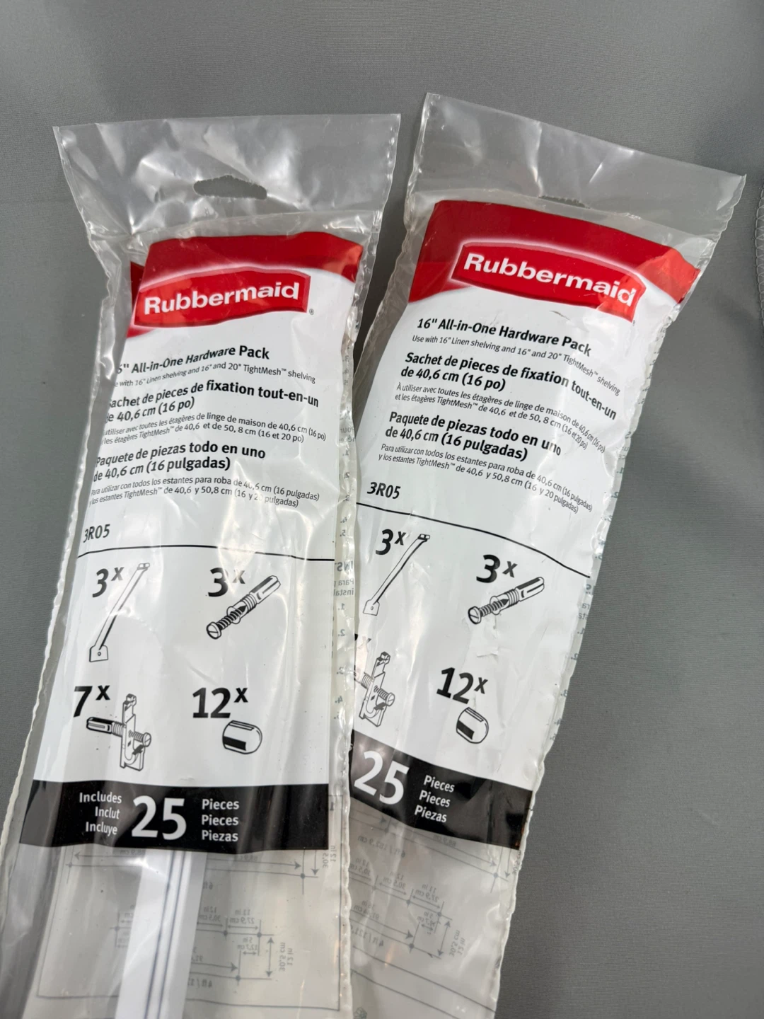 2 x Rubbermaid 16” All-in-One Hardware Pack (25 Pieces) 3R05