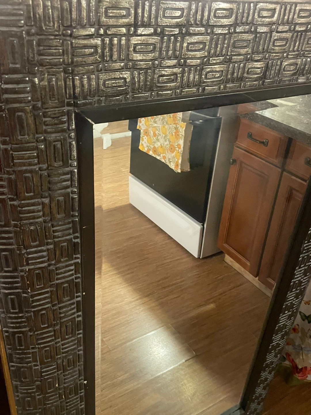 Large Decorative Mirror with Textured Frame - photo 2