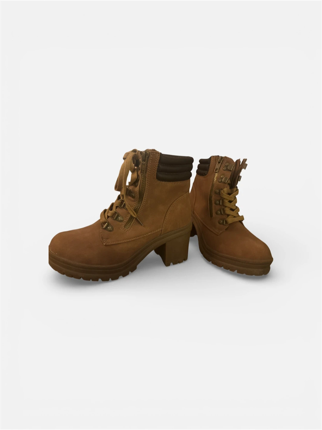 Brown Lace-up Combat Boots Size 6