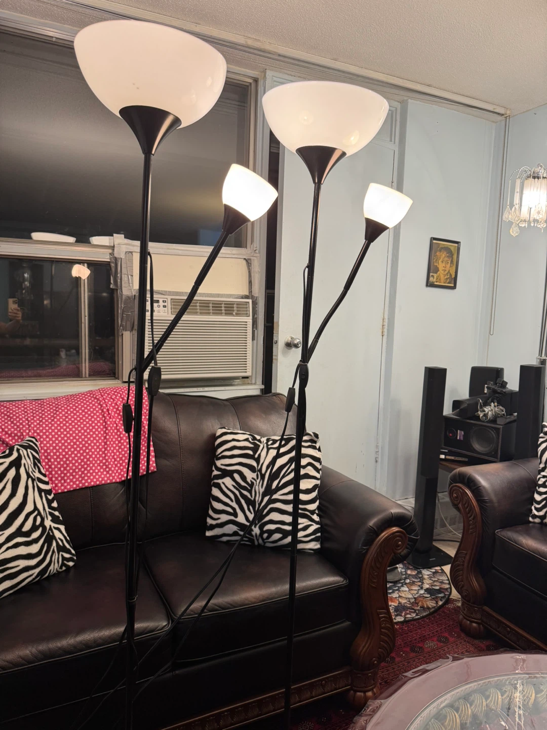Pair of Floor Lamp (Black) & One Single Lamp (Silver)