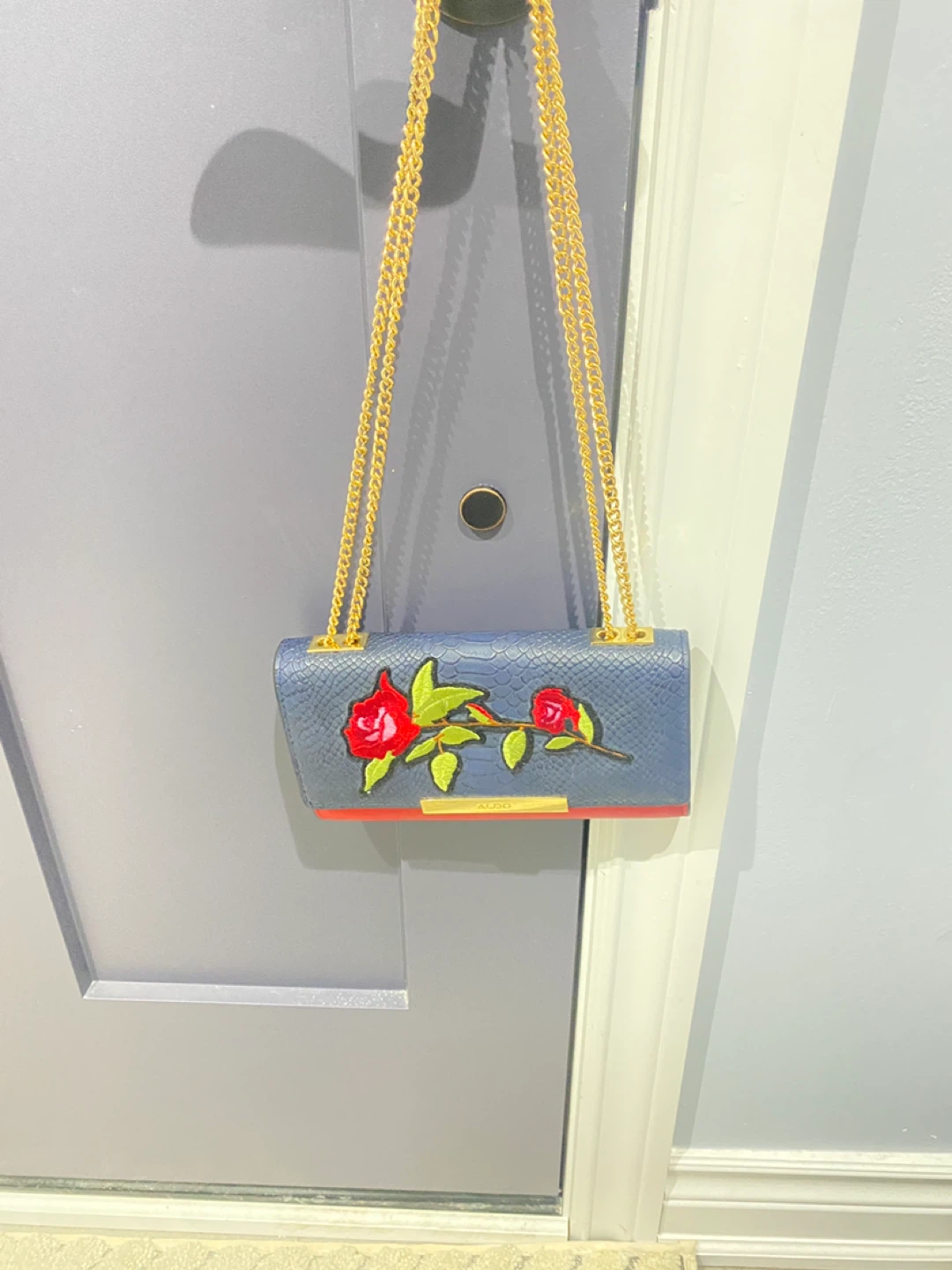 ALDO Blue Floral Chain Bag