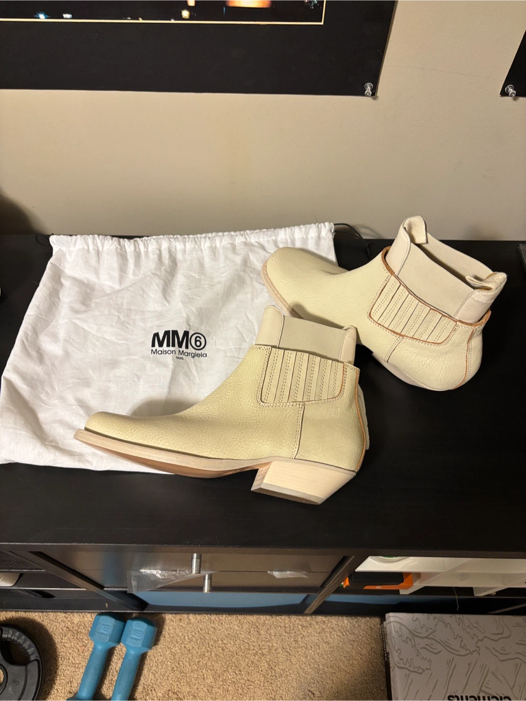 MM6 Maison Margiela Women's Cream Leather Ankle Boots Size 37 - photo 3