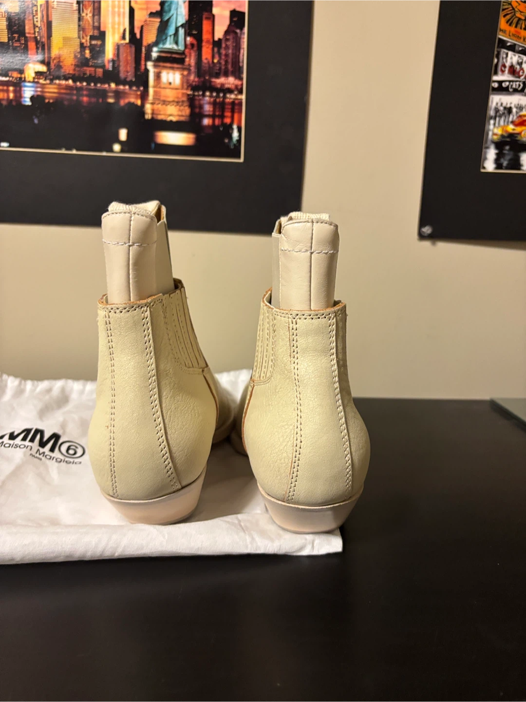 MM6 Maison Margiela Women's Cream Leather Ankle Boots Size 37 - photo 2