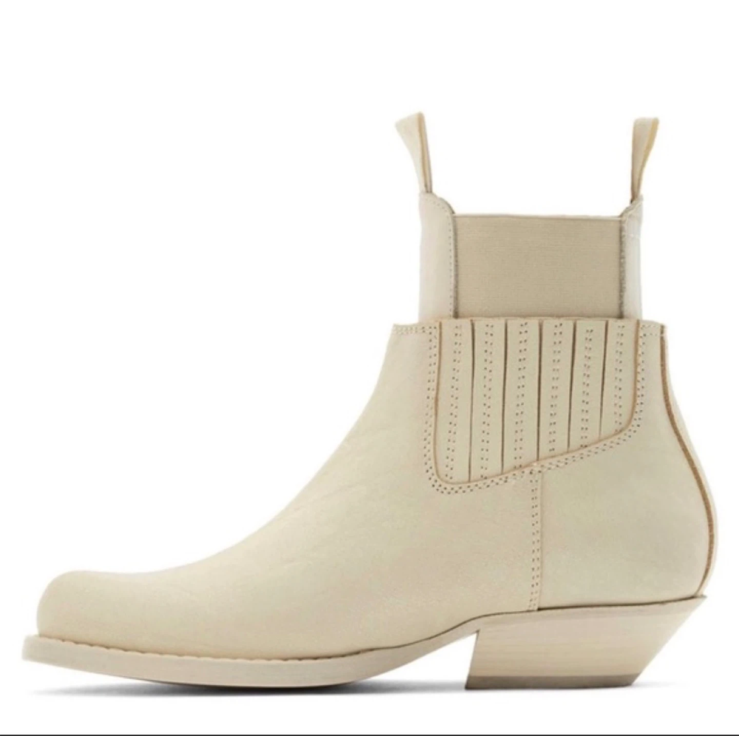 MM6 Maison Margiela Women's Cream Leather Ankle Boots Size 37