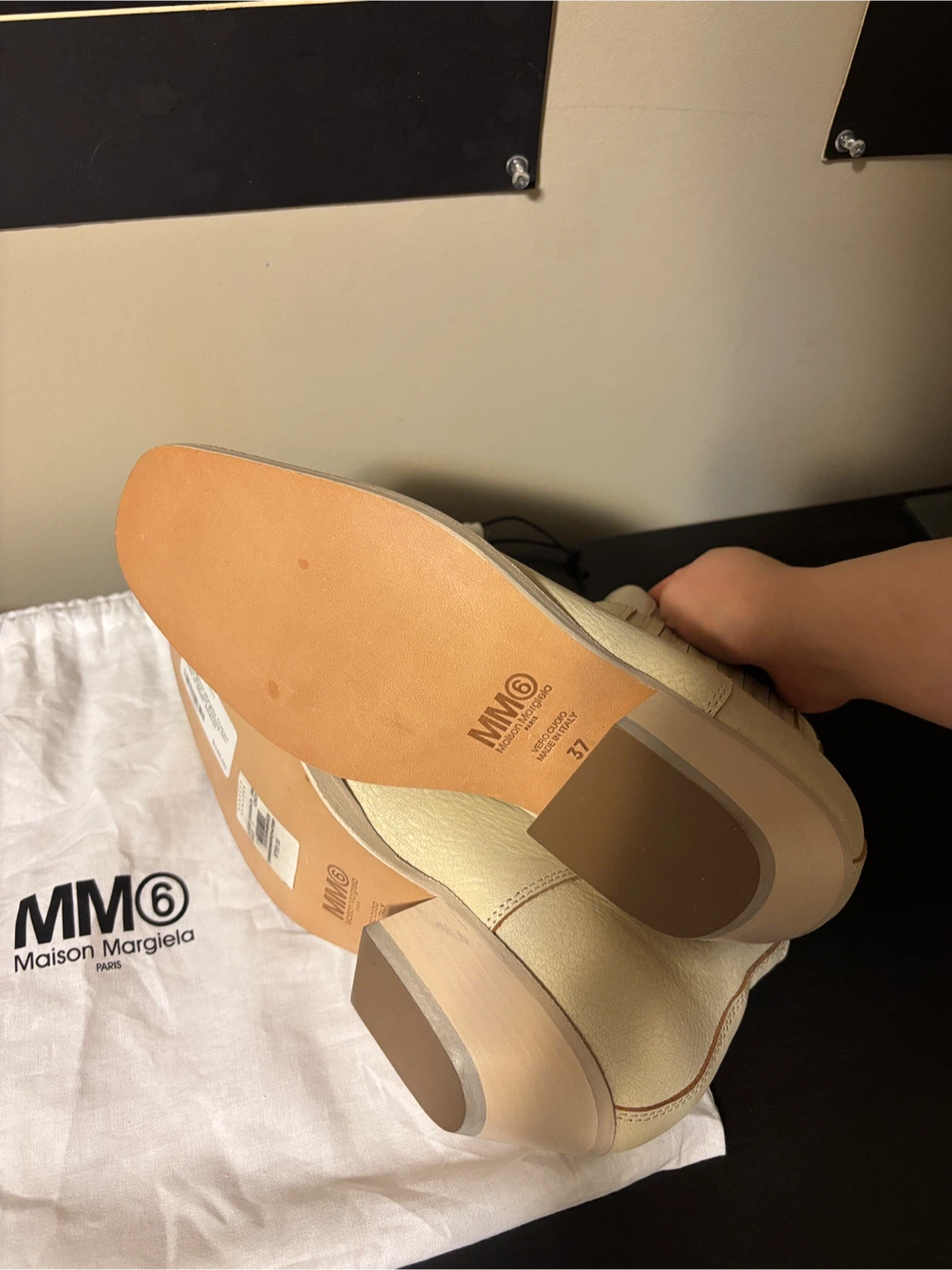 MM6 Maison Margiela Women's Cream Leather Ankle Boots Size 37 - photo 4