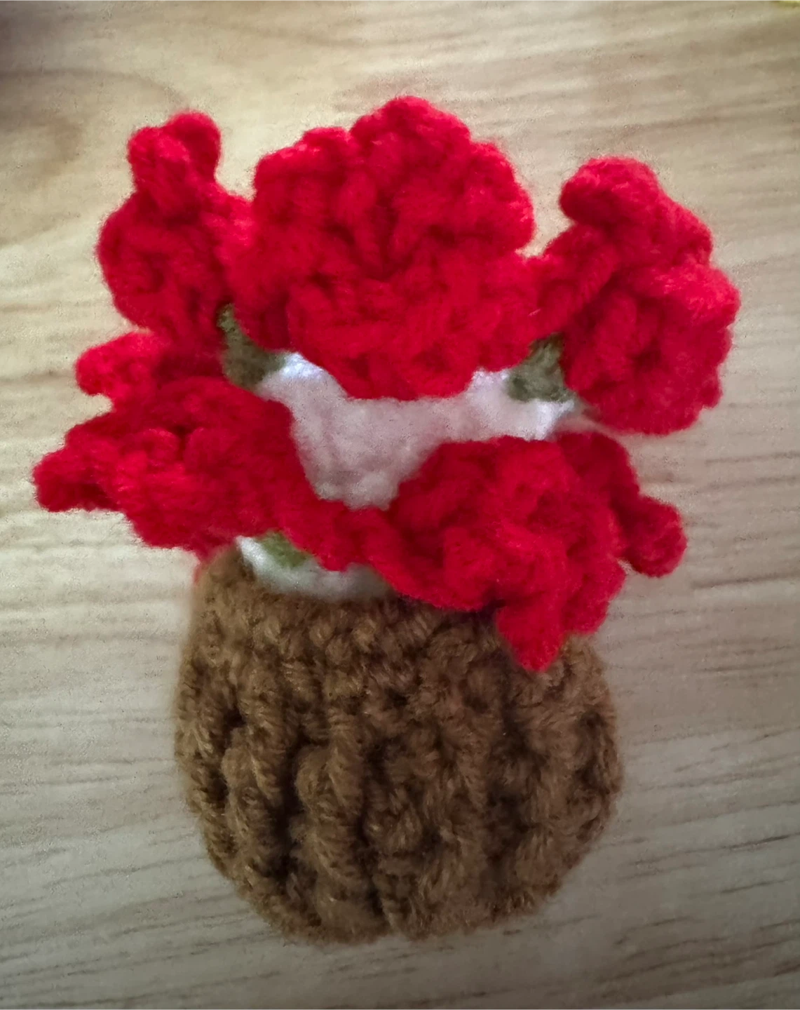 Crocheted Red Rose 🌹 Coaster and Pot 🪴