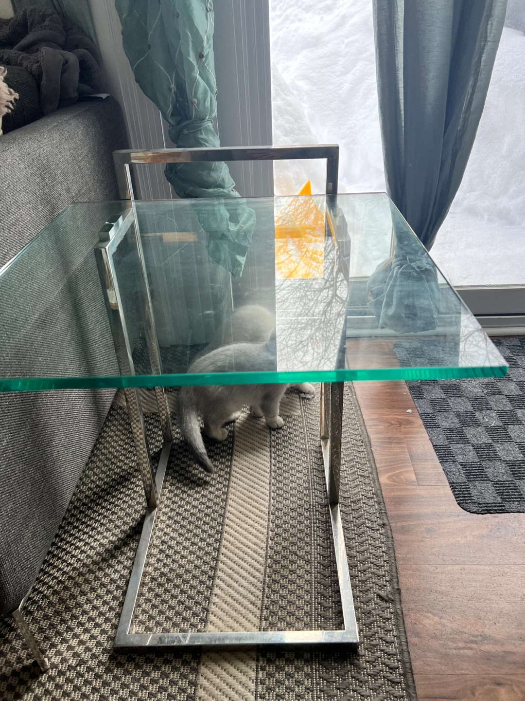 RH Glass and Stainless Steel Side Tables - photo 3