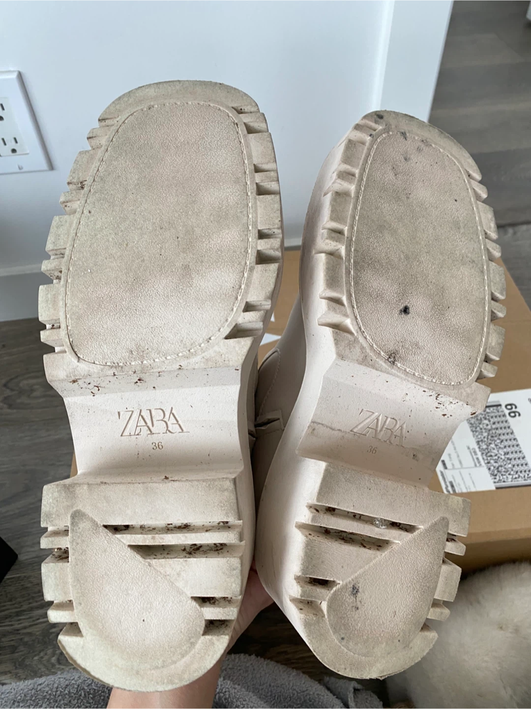 ZARA Cream Platform Lug Sole Boots Size 36 - photo 2
