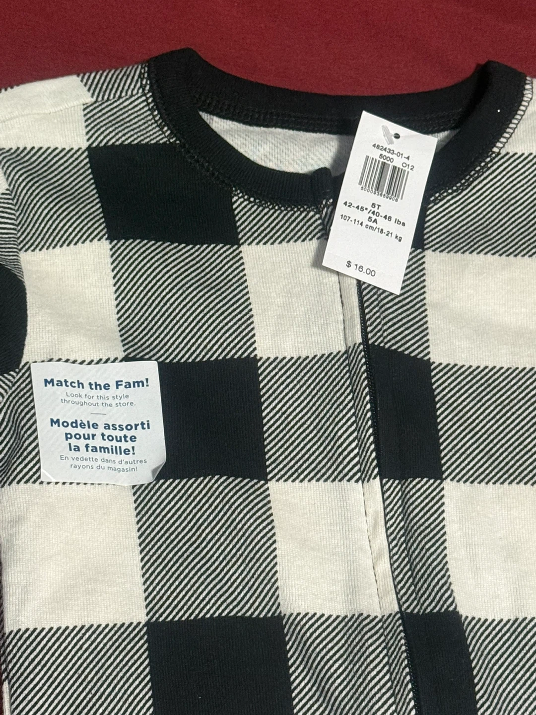 Carter's Footed Pajamas Size 5T Buffalo Check