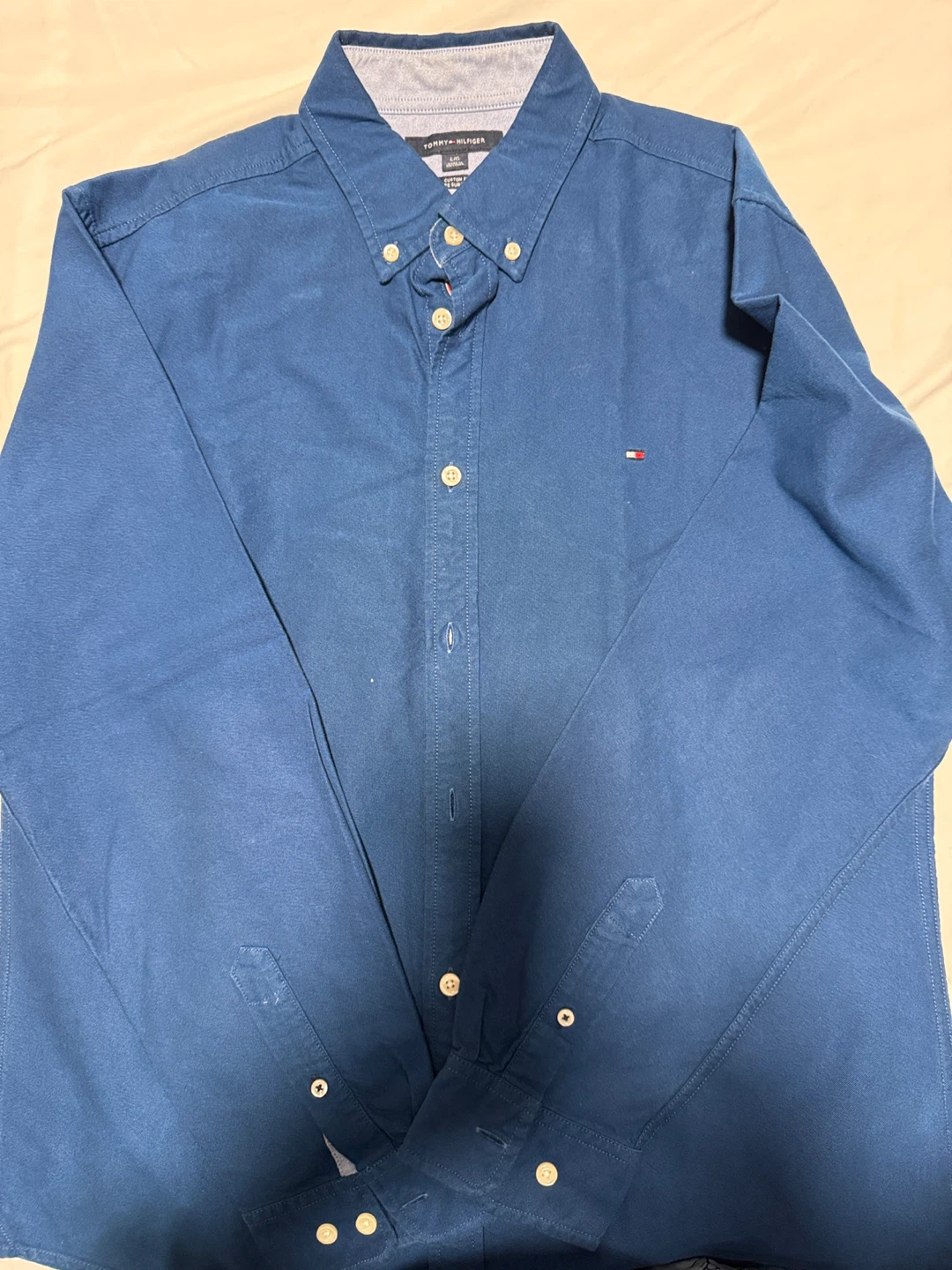 Tommy Hilfiger Men's Blue Button-Down Shirt - Size L