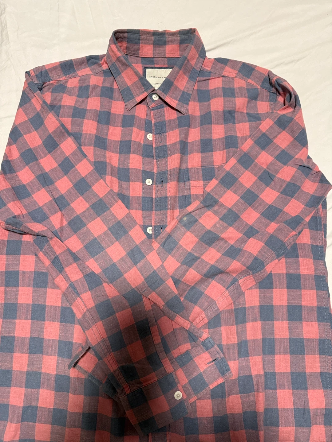American Eagle Plaid Flannel Button-Up Shirt