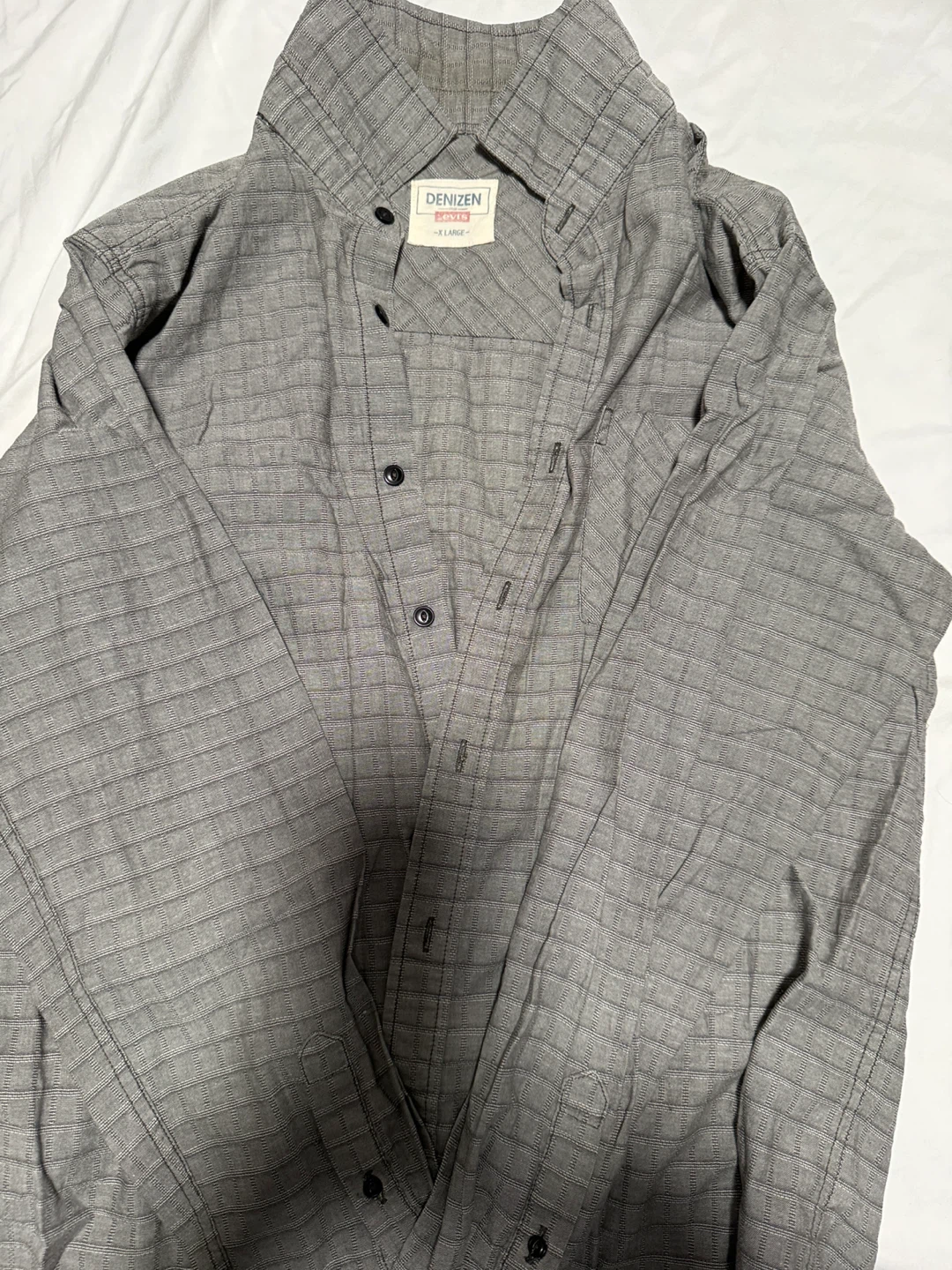 Denizen Levi's Men's X-Large Grey Plaid Button-Down Shirt