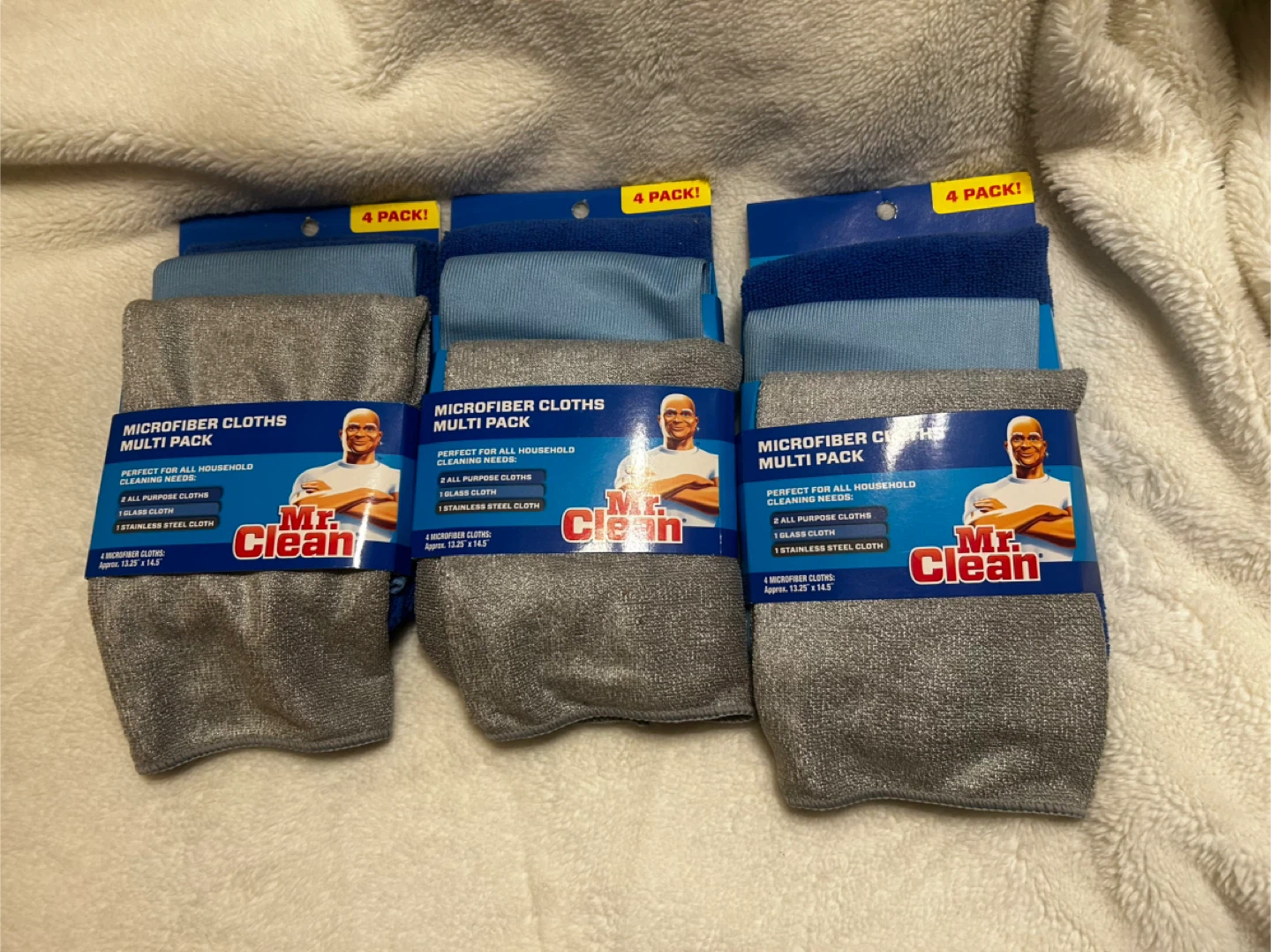 (3) packages Mr. Clean Microfiber Cloths Multi Pack (4 Pack)