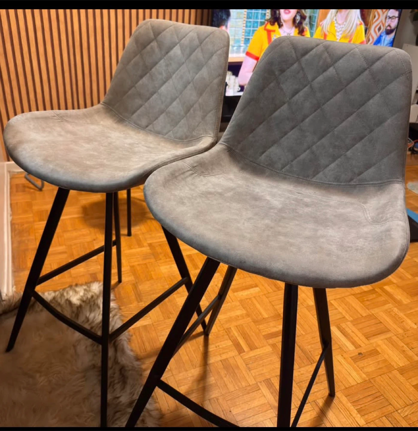 Grey Quilted Bar Stools (Set of 2)