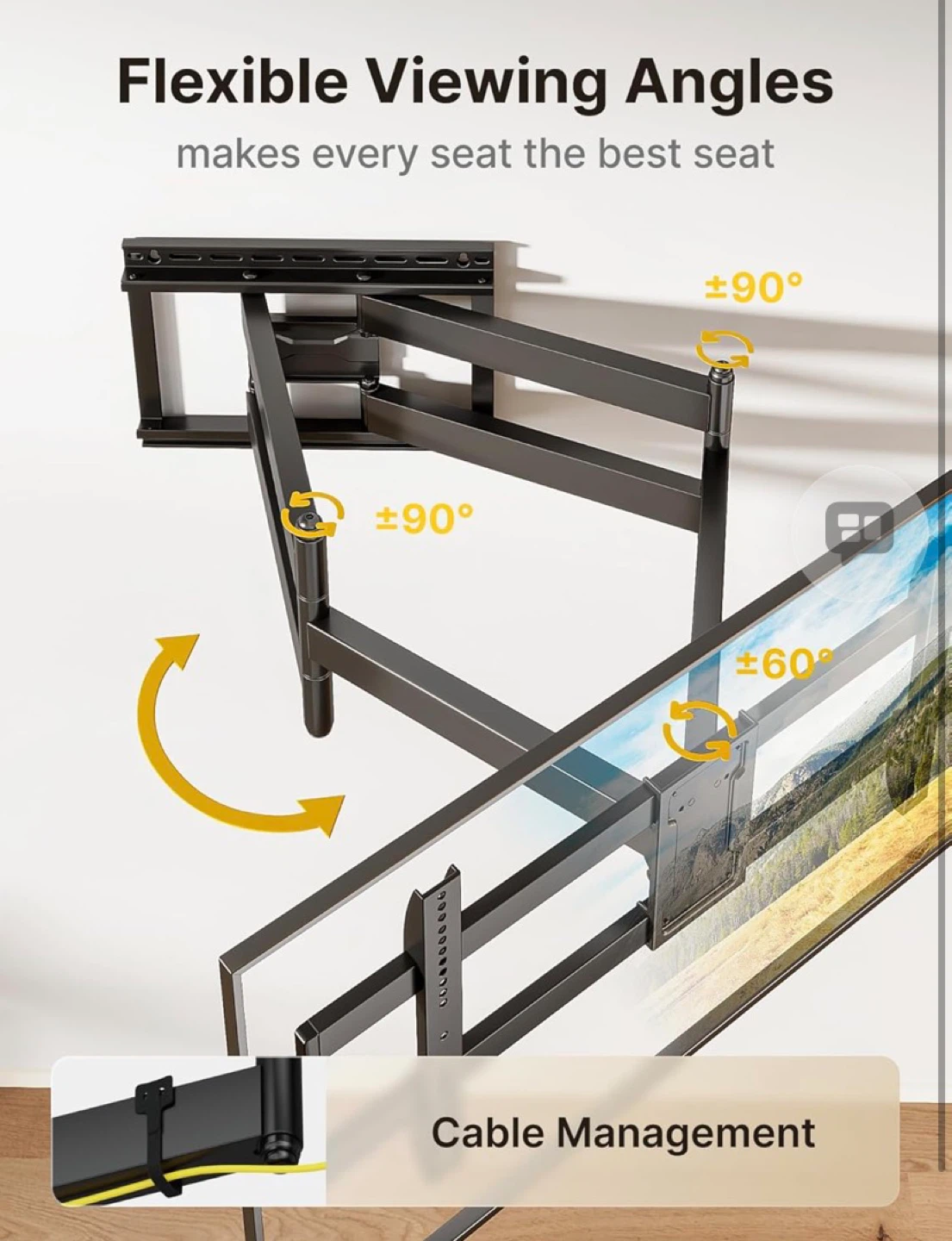 MONTEK Full Motion TV Wall Mount for 43"-90" TVs - photo 5