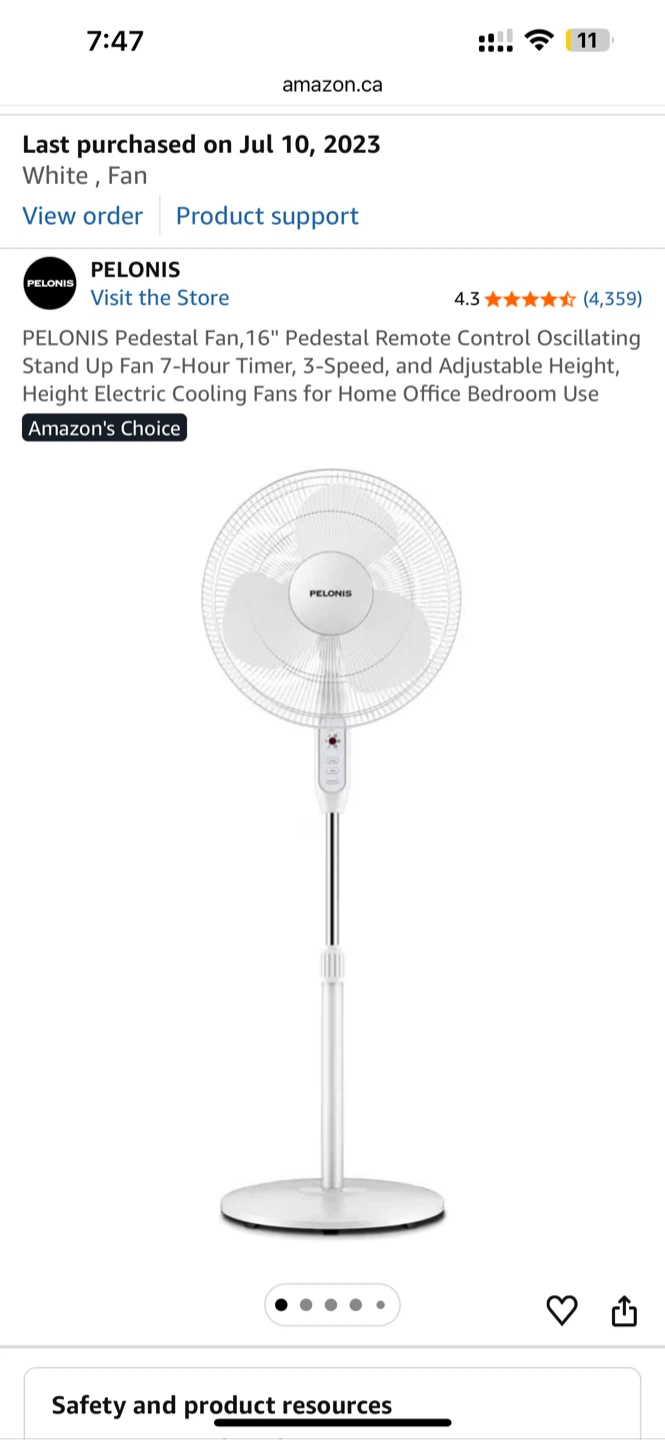 PELONIS Pedestal Fan, 16" White - photo 2