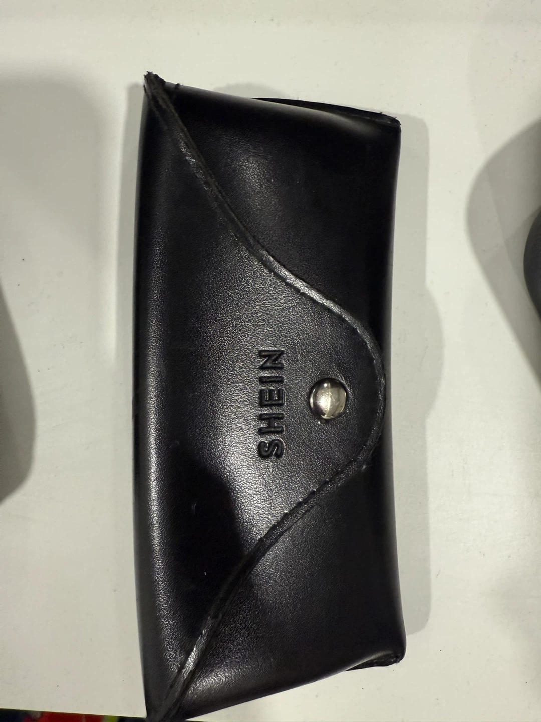SHEIN Black Faux Leather Eyeglass Case